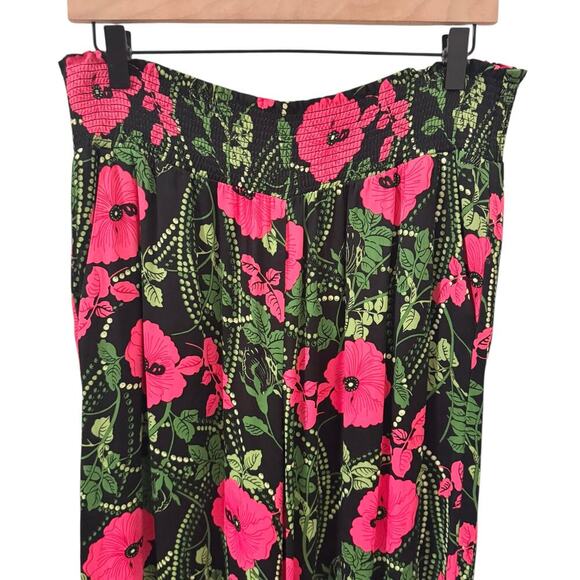 Anthropologie Maeve Saria Smocked Wide-Leg Floral Black Pants Size S - Picture 6 of 12